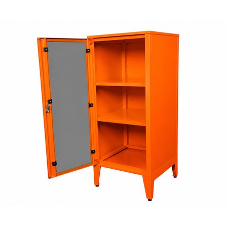 Alfafonet Ziglat Serisi Kilitli Metal Home Office Dolabı Cam Kapaklı Turuncu (RAL 2004) 450x1050x450 mm