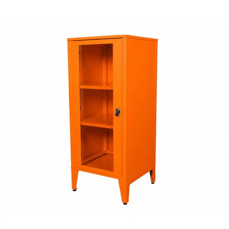 Alfafonet Ziglat Serisi Kilitli Metal Home Office Dolabı Cam Kapaklı Turuncu (RAL 2004) 450x1050x450 mm