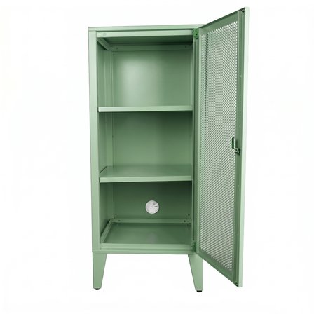Alfafonet Ziglat Serisi Kilitli Metal Home Office Dolabı %70 Perfore Kapaklı Yeşil (RAL 6018) 450x1050x450 mm