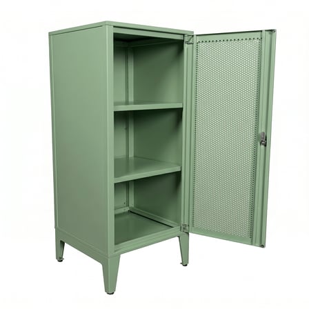 Alfafonet Ziglat Serisi Kilitli Metal Home Office Dolabı %70 Perfore Kapaklı Yeşil (RAL 6018) 450x1050x450 mm