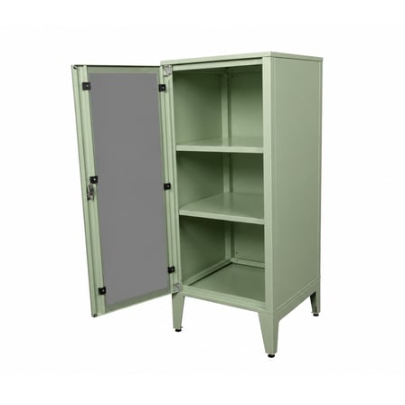 Alfafonet Ziglat Serisi Kilitli Metal Home Office Dolabı Cam Kapaklı Yeşil 450x1050x450 mm