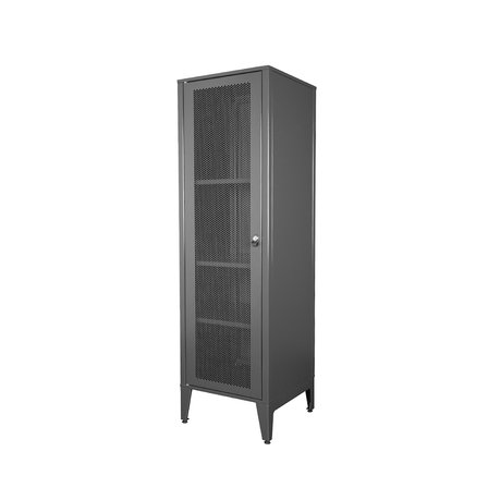 Alfafonet Ziglat Serisi Kilitli Metal Home Office Dolabı %70 Perfore Kapaklı Antrasit Gri 450x1500x450 mm