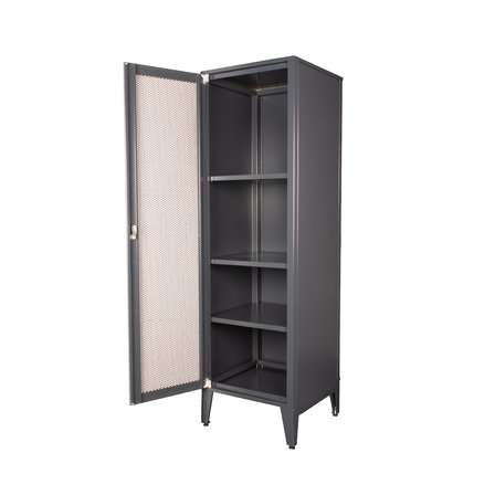 Alfafonet Ziglat Serisi Kilitli Metal Home Office Dolabı %70 Perfore Kapaklı Antrasit Gri 450x1500x450 mm