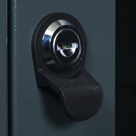 Alfafonet Ziglat Serisi Kilitli Metal Home Office Dolabı Cam Kapaklı Antrasit Gri 450x1500x450 mm