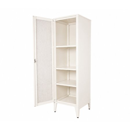 Alfafonet Ziglat Serisi Kilitli Metal Home Office Dolabı %70 Perfore Kapaklı Mat Beyaz 450x1500x450 mm