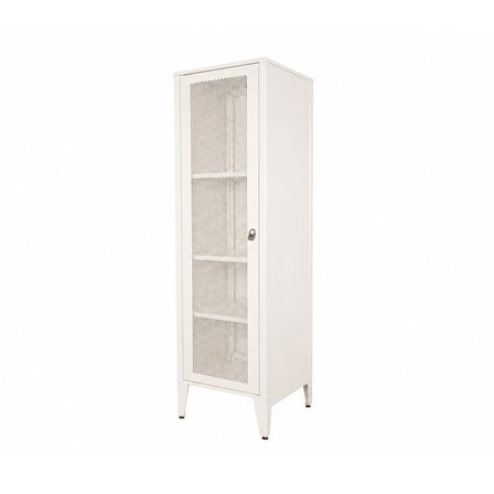 Alfafonet Ziglat Serisi Kilitli Metal Home Office Dolabı %70 Perfore Kapaklı Mat Beyaz 450x1500x450 mm
