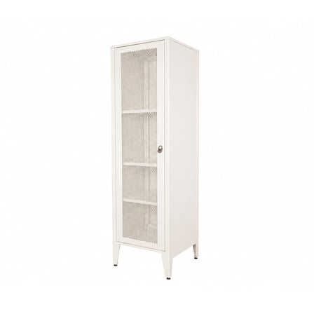 Alfafonet Ziglat Serisi Kilitli Metal Home Office Dolabı %70 Perfore Kapaklı Mat Beyaz 450x1500x450 mm