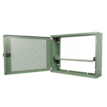 Alfafonet WiFi Box 450 Duvar Tipi Modem ve WiFi Kutusu 450x120x350 mm Yeşil | Perfore Metal Kapak | Montajlı
