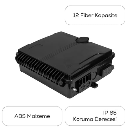 Alfafonet PTB Small 12 SC-SX/LC-DX Port Siyah Plastik Fiber Optik Duvar Tipi Sonlandırma Kutusu