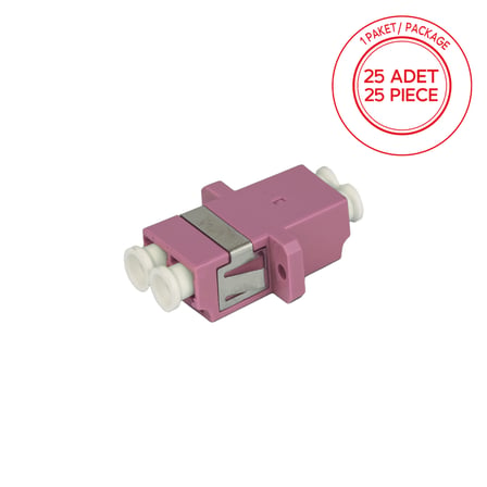Alfafonet LC/PC Dubleks Multimode OM4 Fiber Optik Adaptör 1 Paket - 25 Adet