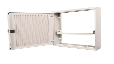Alfafonet Ziglat 450 Serisi WiFi Box Duvar Tipi Modem ve WiFi Kutusu 450x120x350 mm Mat Beyaz | Perfore Metal Kapak | Montajlı