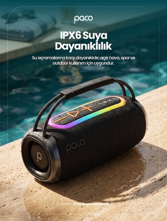 Dossimo Paco 30W Güçlü Ses BT Aux USB TF Card Çoklu Bağlantılı Suya Dayanıklı Speaker Hoparlör Ses Bombası