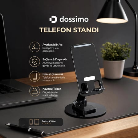 Katlanabilir 360 Dönebilen Ayarlanabilir Telefon Tutucu Masa Üstü Stand - DTS-04