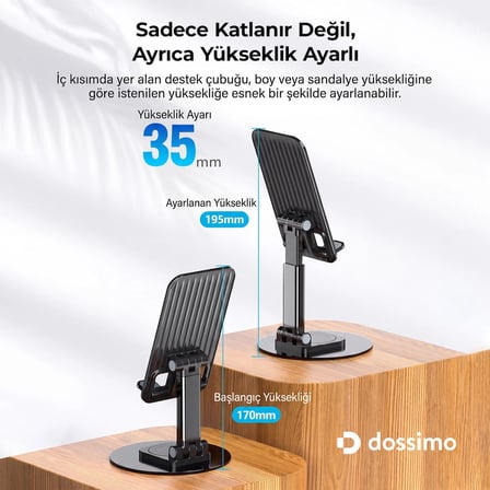 Katlanabilir 360 Dönebilen Ayarlanabilir Telefon Tutucu Masa Üstü Stand - DTS-04