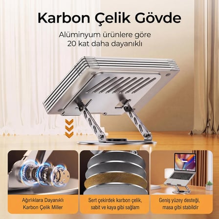 Laptop Notebook Tablet İçin Metal Stand Ayarlanabilen 360 Derece Dönebilen Ergonomik