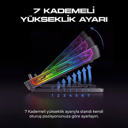 Dossimo Nitrocool RGB Işıklı LCD Göstergeli Yükselebilen Notebook Soğutucu S25
