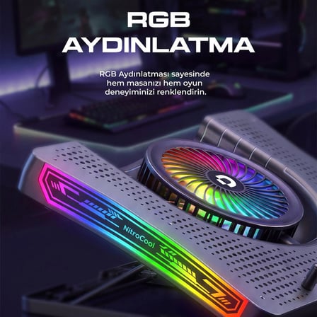 Dossimo Nitrocool RGB Işıklı LCD Göstergeli Yükselebilen Notebook Soğutucu S25