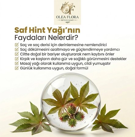 olea flora hint yağı  castor oil 30ml