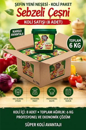 Sebzeli Çeşni 750 G x 8 Adet - 1 Koli (Koli Bazlı Avantaj Paketi)
