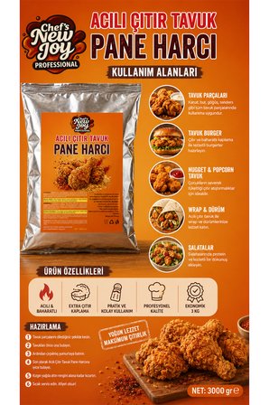 Acılı Çıtır Tavuk Pane Harcı 3000 gr Acılı Kaplama Harcı