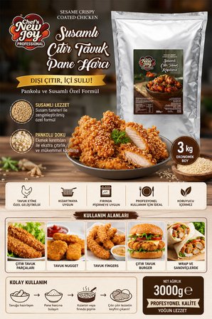 Susamlı Çıtır Tavuk Harcı 3000 gr Pankolu Pane Harcı