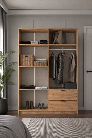 Arden 4 Kapaklı 2 Çekmeceli Gardırop/Dolap Y:182 G:145 D:44