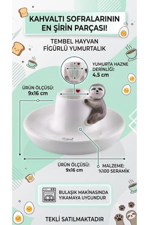 The Mia Tembel Hayvan Figürlü %100 Seramik Yumurtalık 9x16 cm