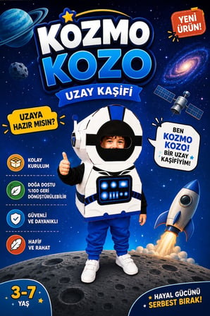 Kardinno Kozmo Kozo Eğitici Oyuncak Karton Giyilebilir Çocuk Kostümü Etkinlik Parti Kostümü