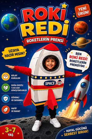Kardinno Roki Redi Eğitici Oyuncak Karton Giyilebilir Çocuk Kostümü Etkinlik Parti Kostümü