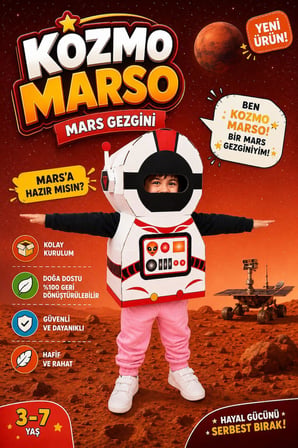 Kardinno Kozmo Marso Eğitici Oyuncak Karton Giyilebilir Çocuk Kostümü Etkinlik Parti Kostümü