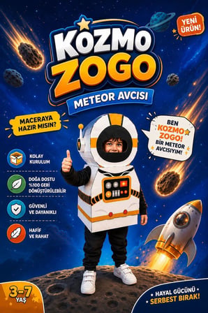 Kardinno Kozmo Zogo Eğitici Oyuncak Karton Giyilebilir Çocuk Kostümü Etkinlik Parti Kostümü