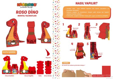 Kardinno Roso Dino Eğitici Oyuncak Karton Giyilebilir Çocuk Kostümü Etkinlik Parti Kostümü