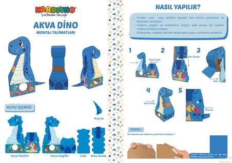 Kardinno Akva Dino Eğitici Oyuncak Karton Giyilebilir Çocuk Kostümü Etkinlik Parti Kostümü