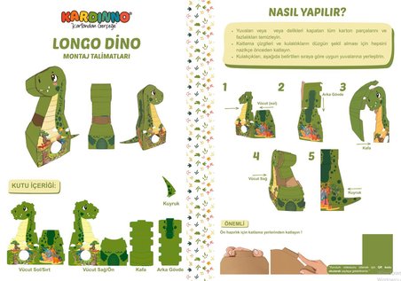 Kardinno Longo Dino Eğitici Oyuncak Karton Giyilebilir Çocuk Kostümü Etkinlik Parti Kostümü