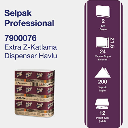 Selpak Professional Selpak Extra Z Katlama Dispenser Havlu (12X200 Yaprak )