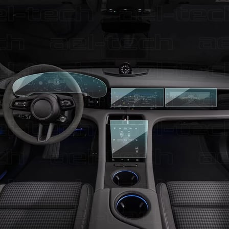 Porsche Taycan Uyumlu Dijital Gösterge,Navigasyon ve Klima 9H Nano Ekran Koruyucu 4lÜ Set
