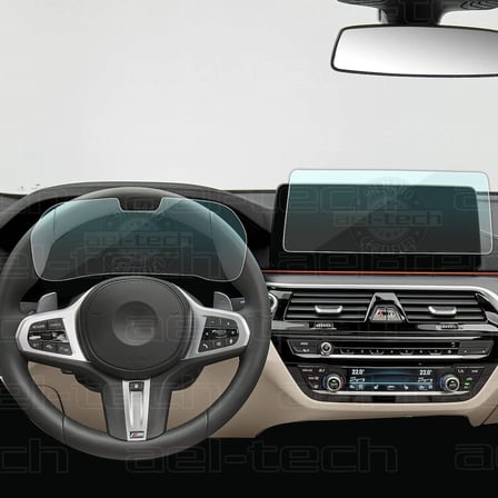 BMW 6 Serisi Dijital Gösterge ve 12,3 İnc Navigasyon Uyumlu Nano Ekran Koruyucu 2li Set