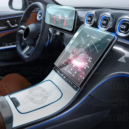 Mercedes C Seri W206 Navigasyon,Dijital gösterge ve Orta konsol uyumlu Nano Ekran Koruyucu 3'lü Set