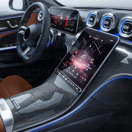 Mercedes C Seri W206 Navigasyon,Dijital gösterge ve Orta konsol uyumlu Nano Ekran Koruyucu 3'lü Set