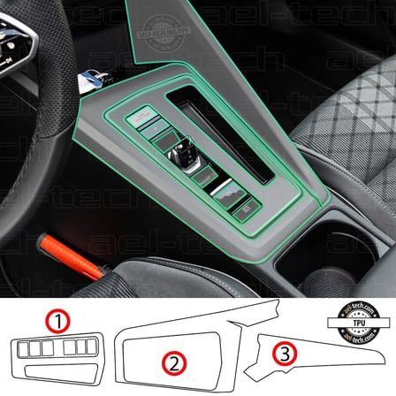 Volkswagen Golf 8,5 Uyumlu Piano Black TPU Koruyucu 3lü Set 2025