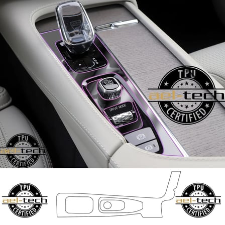 Volvo XC90 Uyumlu Vites Etrafı Piano Black TPU Koruyucu 2019-2024