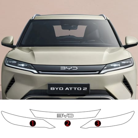 Byd Atto 2 Uyumlu Ön Panjur ve Far Tpu Koruyucu 3'lü Set 2025-2026