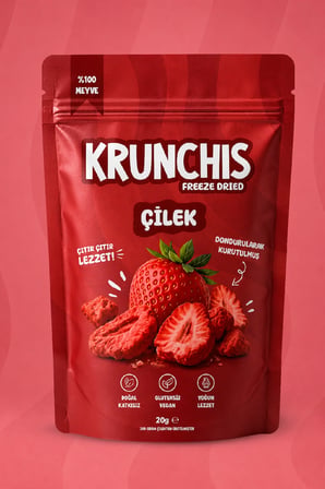 Krunchis Freeze Dried Bütün Çilek (Dondurularak Kurutulmuş Meyve) - 20gr