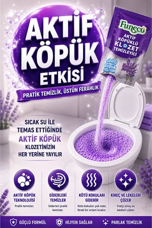 klozet tuvalet wc temizleyici, aktif köpüklü, , lavanta ferahlığı - 1 paket