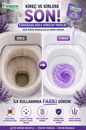 klozet tuvalet wc temizleyici, aktif köpüklü, , lavanta ferahlığı - 1 paket