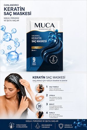 Keratin Saç Maskesi 30 ml | Onarıcı, Nemlendirici ve Besleyici Saç Bakım Maskesi.