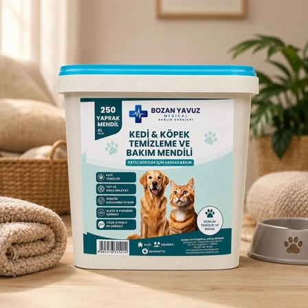 Bozan Yavuz Medical Kedi & Köpek Temizleme ve Bakım Mendili 250 Yaprak Hijyenik pH Dengeli