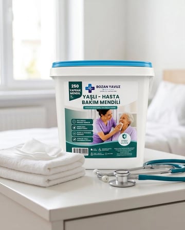 Bozan Yavuz Medical Hasta Bakım Mendili 250 Yaprak XL Hassas Ciltler İçin
