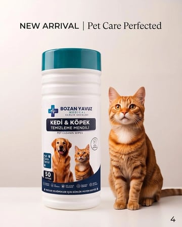Bozan Yavuz Medical Kedi & Köpek Temizleme Mendili 50 Adet