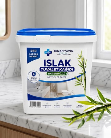 Islak Tuvalet Kağıdı 250li Kova Ekonomik Paket Suda Eriyen Klozete Atılabilir Bambo Özlü